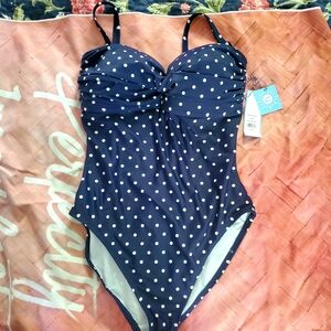 Navy Polka Dot One-Piece Swimsuit